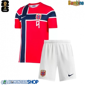Maglie da calcio Norvegia Erling Haaland #9 Prima Maglia Bambino Mondiali 2026  Manica Corta (+ Pantaloni corti)